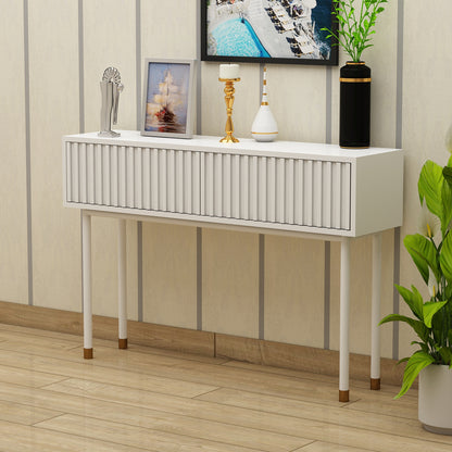 Console Table, White Console Table, Console Table With Drawer, Console Table With Metal Legs In White Finish, Console Table - IM12182