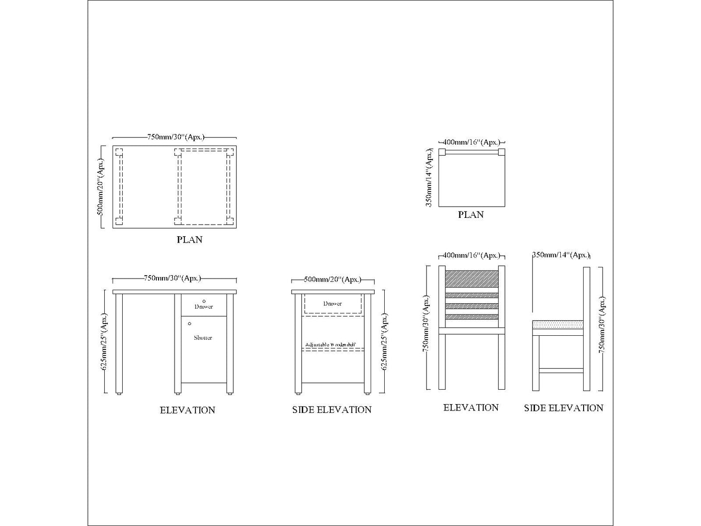 Kids Study Table, Study Table with Light Wood & White Color, Study Table with Drawer & Shutter, Study Table - IM12185