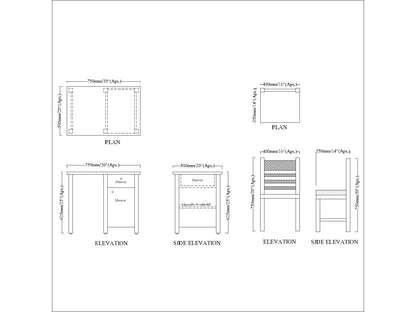 Kids Study Table, Study Table with Light Wood & White Color, Study Table with Drawer & Shutter, Study Table - IM12185