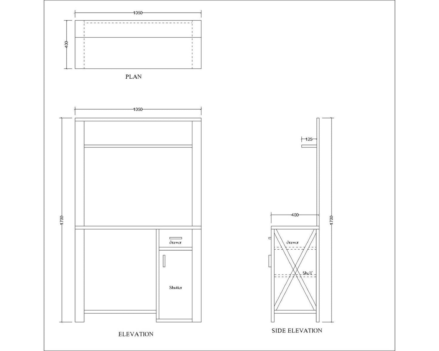 Study Table, Study Table for Blue Color, Study Table with Drawer & Shutter, Study Table in Open Shelf, Study Table - IM12195