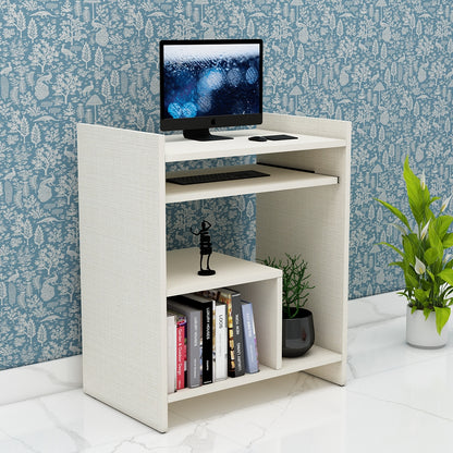 Computer Table, Computer Table in Wooden, Table with Cream Color, Table with Open Shelf, Keyboard space with Soft Close Channel, Study Table - IM12197