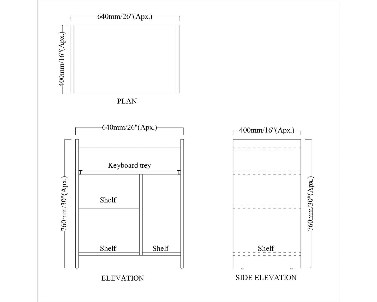 Computer Table, Computer Table in Wooden, Table with Cream Color, Table with Open Shelf, Keyboard space with Soft Close Channel, Study Table - IM12197