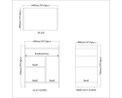 Computer Table, Computer Table in Wooden, Table with Cream Color, Table with Open Shelf, Keyboard space with Soft Close Channel, Study Table - IM12197