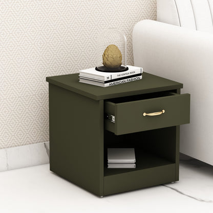 End Table, Side Table, Olive Color End Table with Open Shelf & Drawer, End Table - IM12202