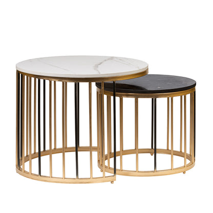 Nesting Table, UAF004(UA OVERSEAS), Black, White & Gold Color Nesting Table , Nesting Table - IM12204