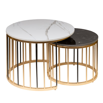 Nesting Table, UAF004(UA OVERSEAS), Black, White & Gold Color Nesting Table , Nesting Table - IM12204