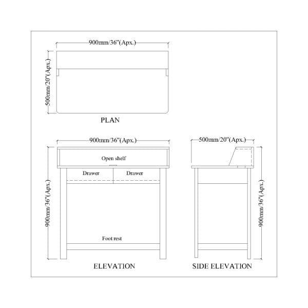 Study Table, Study Table with Drawer, Study Table with Open Shelf, Study Table in White Color, Study Table - IM12217