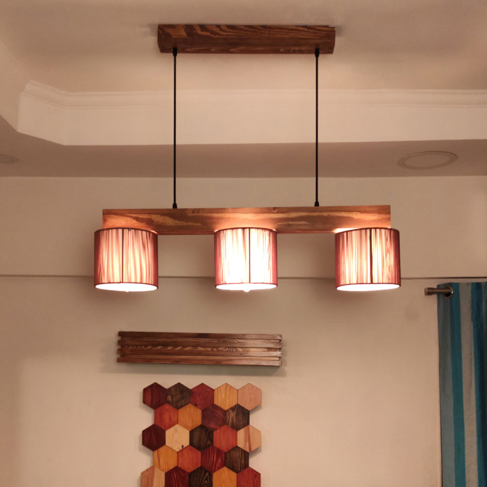 Hanging Light, Hanging Light with Light & Dark Brown Color, Hanging Light in Wood, Hanging Light for Home, Hanging Light - IM14025