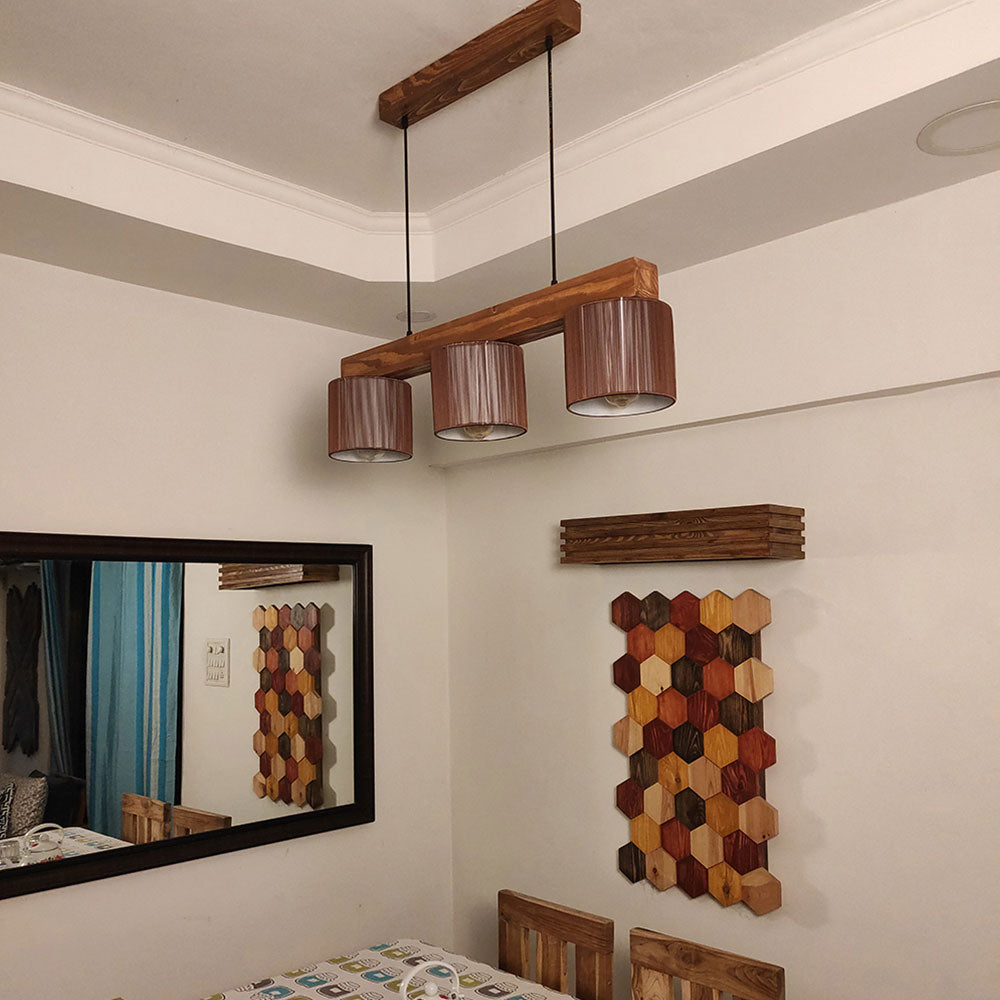 Hanging Light, Hanging Light with Light & Dark Brown Color, Hanging Light in Wood, Hanging Light for Home, Hanging Light - IM14025