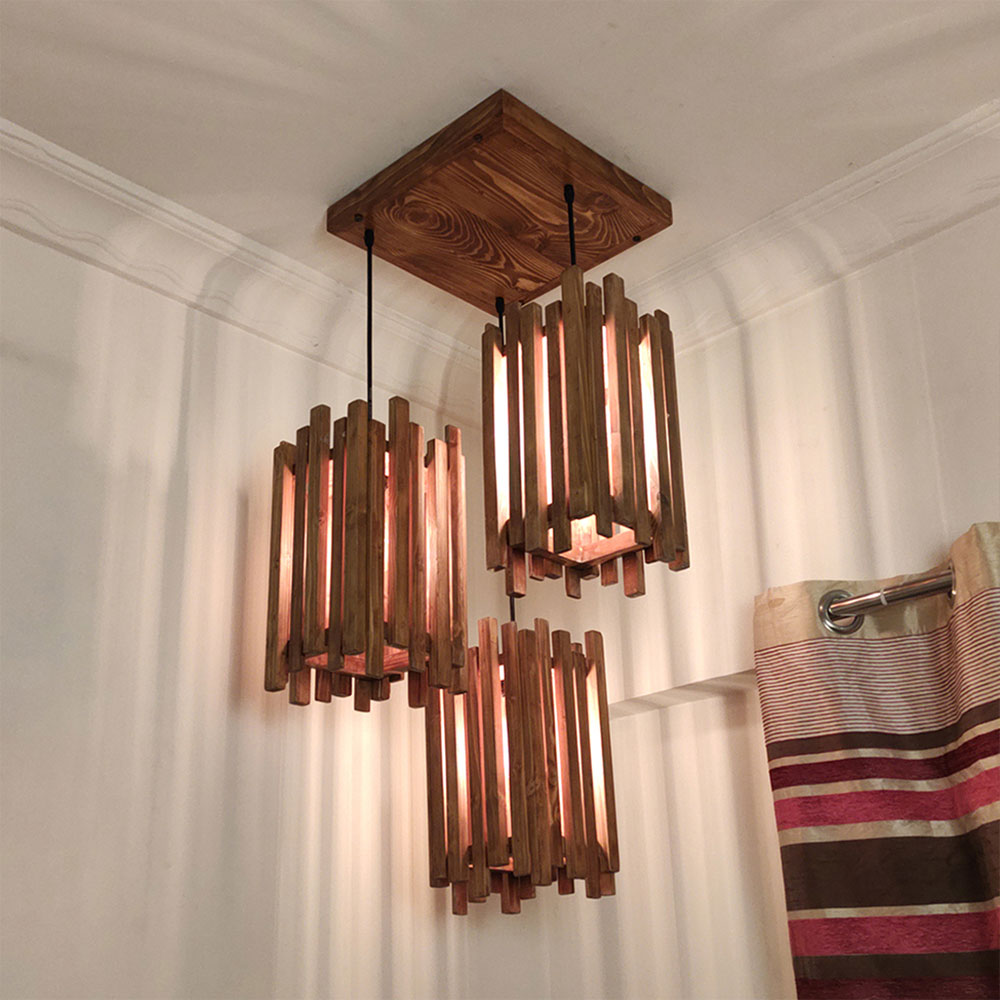 Hanging Light, Hanging Light with Dark Brown Color, Hanging Light in Wood, Hanging Light for Living & Dining Area, Hanging Light - IM14036