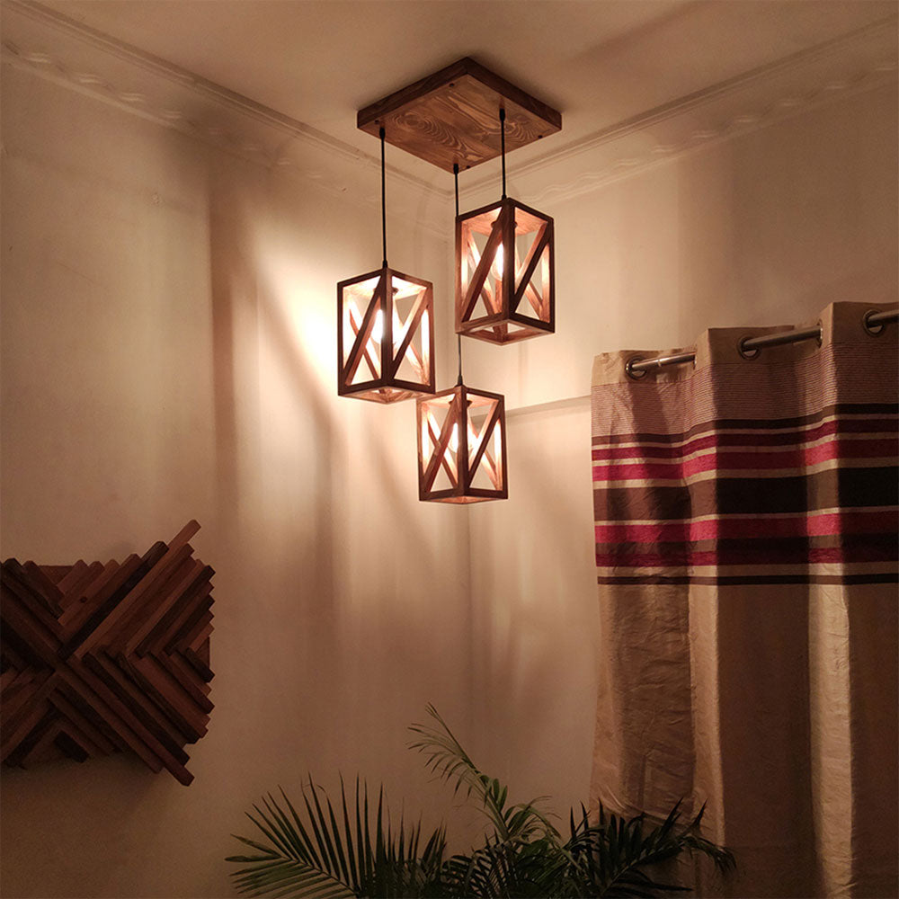 Hanging Light, Hanging Light with Dark Brown Color, Hanging Light in Wood, Hanging Light for Living & Dining Area, Hanging Light - IM14038