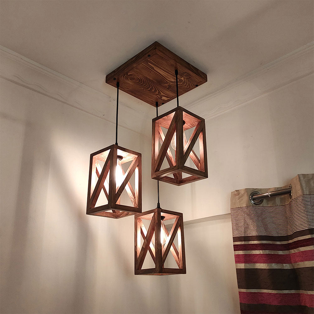 Hanging Light, Hanging Light with Dark Brown Color, Hanging Light in Wood, Hanging Light for Living & Dining Area, Hanging Light - IM14038