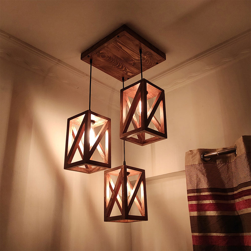 Hanging Light, Hanging Light with Dark Brown Color, Hanging Light in Wood, Hanging Light for Living & Dining Area, Hanging Light - IM14038