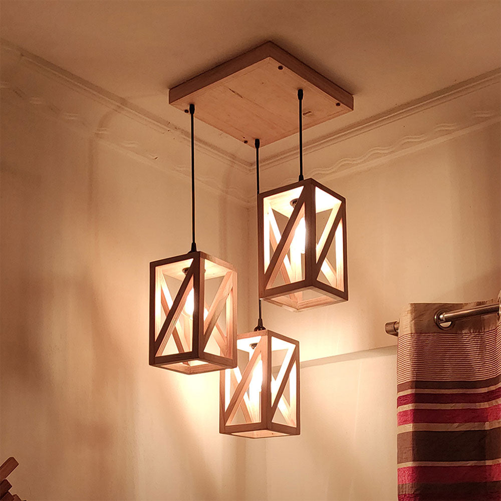 Hanging Light, Hanging Light with Light Brown Color, Hanging Light in Wood, Hanging Light for Living & Dining Area, Hanging Light - IM14039