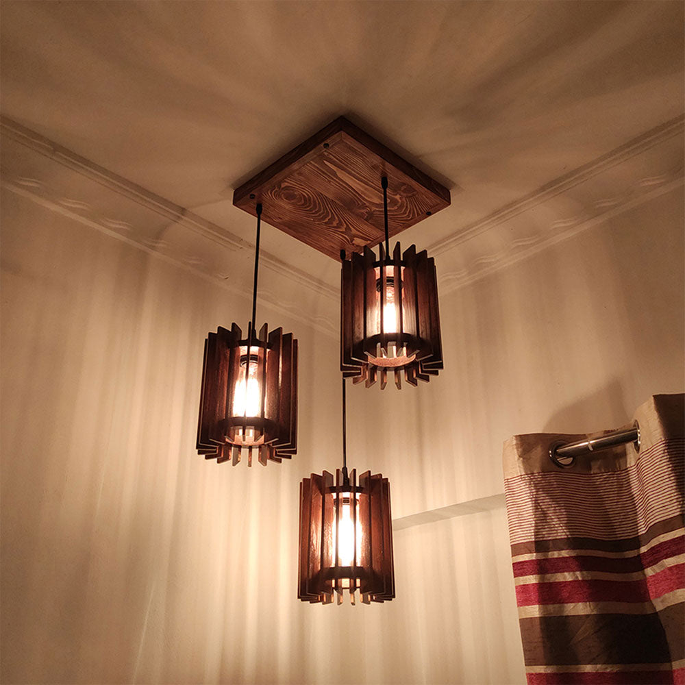 Hanging Light, Hanging Light with Dark Brown Color, Hanging Light in Wood, Hanging Light for Living & Dining Area, Hanging Light - IM14042