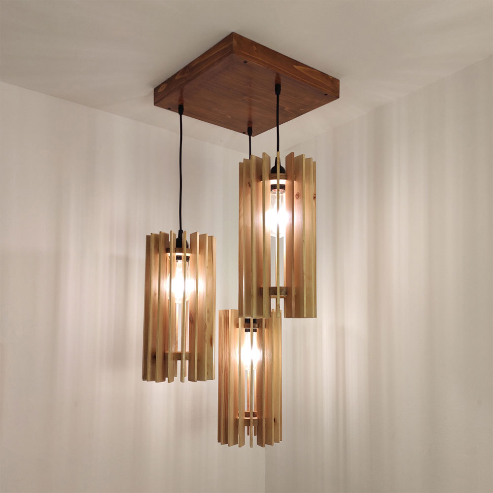 Hanging Light, Hanging Light with Dark & Light Brown Color, Hanging Light in Wood, Hanging Light for Living & Dining Area, Hanging Light - IM14043