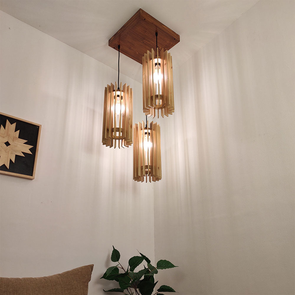 Hanging Light, Hanging Light with Dark & Light Brown Color, Hanging Light in Wood, Hanging Light for Living & Dining Area, Hanging Light - IM14043