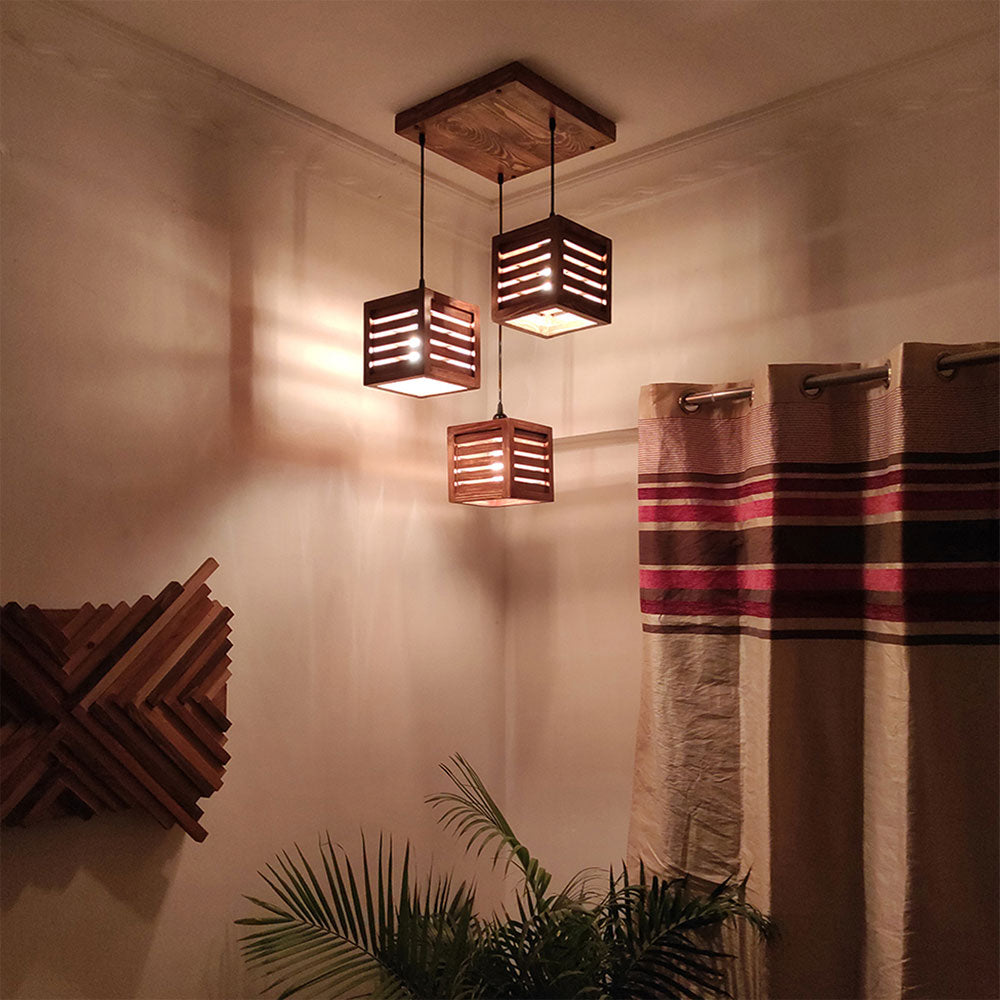 Hanging Light, Hanging Light with Brown Color, Hanging Light in Wood, Hanging Light for Living & Dining Area, Hanging Light - IM14045