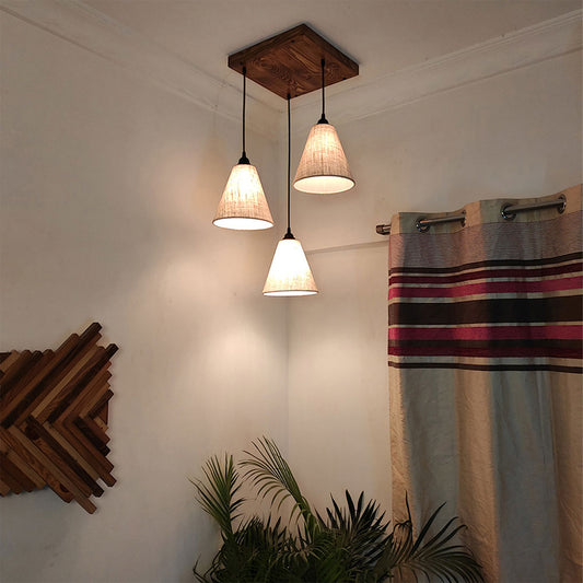 Hanging Light, Hanging Light with Dark Brown & Beige Color, Hanging Light in Wood, Hanging Light for Living & Dining Area, Hanging Light - IM14049