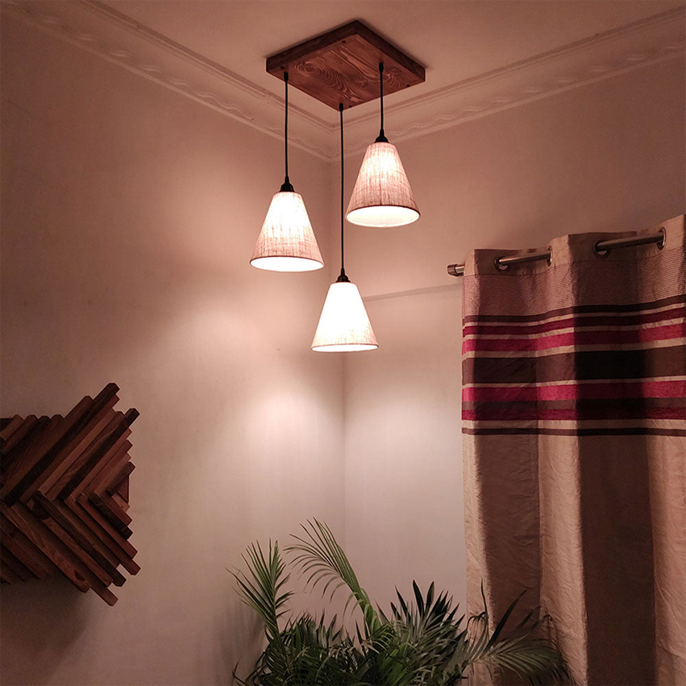 Hanging Light, Hanging Light with Dark Brown & Beige Color, Hanging Light in Wood, Hanging Light for Living & Dining Area, Hanging Light - IM14049