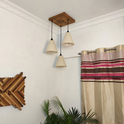 Hanging Light, Hanging Light with Dark Brown & Beige Color, Hanging Light in Wood, Hanging Light for Living & Dining Area, Hanging Light - IM14049