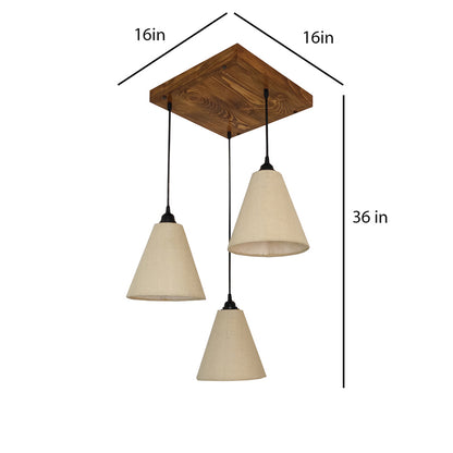 Hanging Light, Hanging Light with Dark Brown & Beige Color, Hanging Light in Wood, Hanging Light for Living & Dining Area, Hanging Light - IM14049