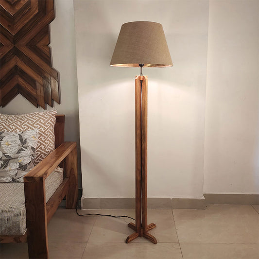 Floor Lamp, Floor Lamp with Brown & Beige Color, Floor Lamp in Wood, Floor Lamp for Living & Bedroom Area, Floor Lamp - IM14058