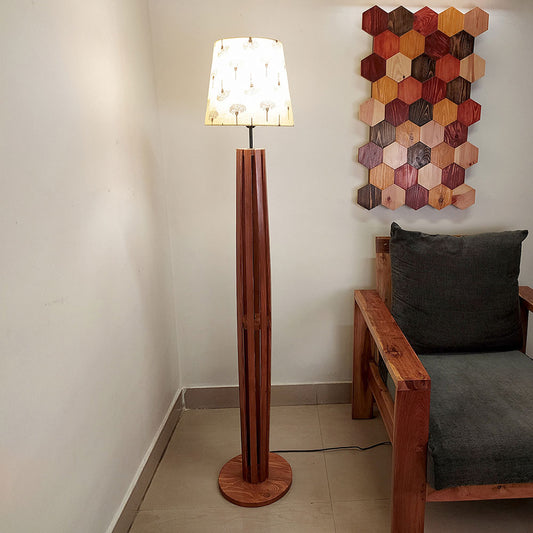 Floor Lamp, Floor Lamp with Brown & Yellow Color, Floor Lamp in Wood, Floor Lamp for Living & Bedroom Area, Floor Lamp - IM14059