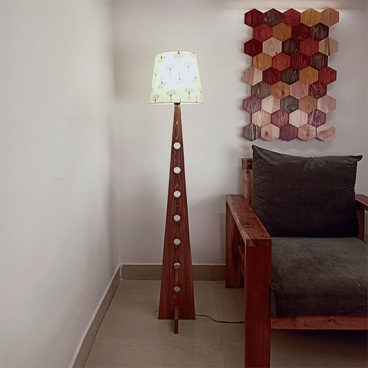 Floor Lamp, Floor Lamp with Brown & Yellow Color, Floor Lamp in Wood, Floor Lamp for Living & Bedroom Area, Floor Lamp - IM14067