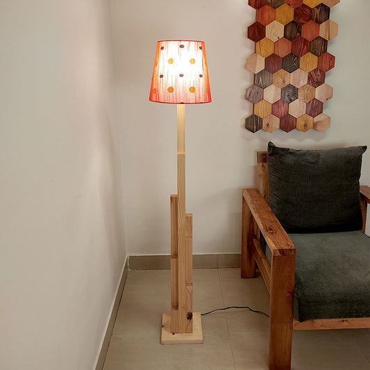 Floor Lamp, Floor Lamp with Brown & Red Color, Floor Lamp in Wood, Floor Lamp for Living & Bedroom Area, Floor Lamp - IM14070