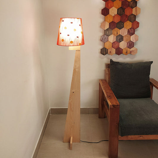 Floor Lamp, Floor Lamp with Brown & Red Color, Floor Lamp in Wood, Floor Lamp for Living & Bedroom Area, Floor Lamp - IM14072