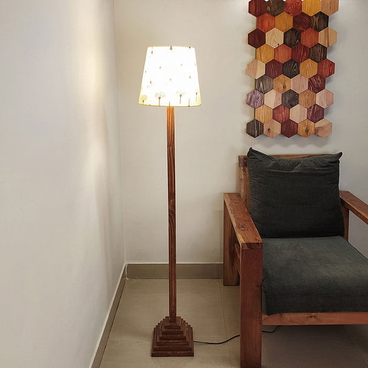 Floor Lamp, Floor Lamp with Brown & Yellow Color, Floor Lamp in Wood, Floor Lamp for Living & Bedroom Area, Floor Lamp - IM14074