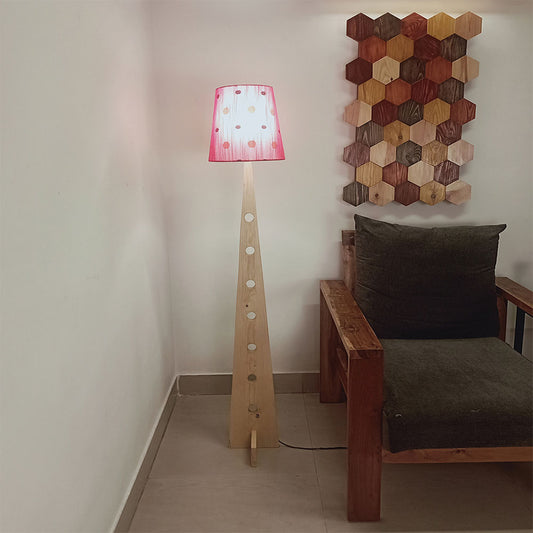 Floor Lamp, Floor Lamp with Brown & Pink Color, Floor Lamp in Wood, Floor Lamp for Living & Bedroom Area, Floor Lamp - IM14075