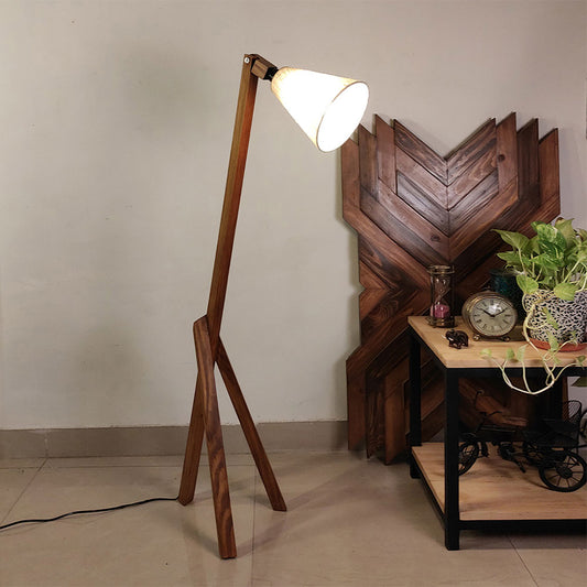 Floor Lamp, Floor Lamp with Brown & Beige Color, Floor Lamp in Wood, Floor Lamp for Living & Bedroom Area, Floor Lamp - IM14080