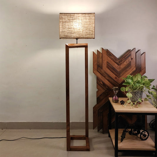 Floor Lamp, Floor Lamp with Brown &  Beige Color, Floor Lamp in Wood, Floor Lamp for Living & Bedroom Area, Floor Lamp - IM14081