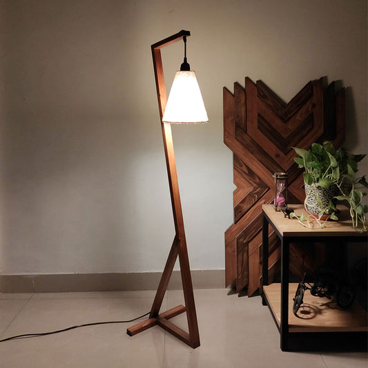 Floor Lamp, Floor Lamp with Brown & Beige Color, Floor Lamp in Wood, Floor Lamp for Living & Bedroom Area, Floor Lamp - IM14085