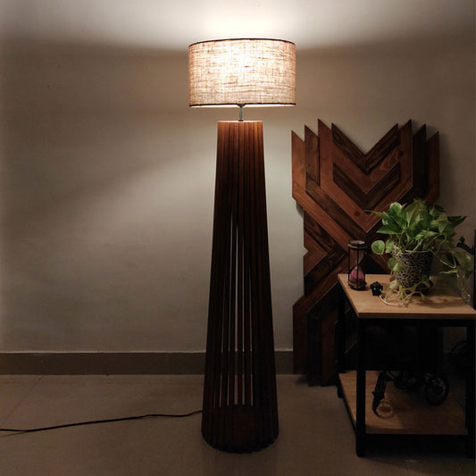 Floor Lamp, Floor Lamp with Brown & Beige Color, Floor Lamp in Wood, Floor Lamp for Living & Bedroom Area, Floor Lamp - IM14090