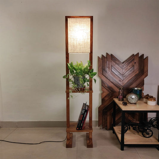 Floor Lamp, Floor Lamp with Brown & Beige Color, Floor Lamp in Wood, Floor Lamp for Living & Bedroom Area, Floor Lamp - IM14091