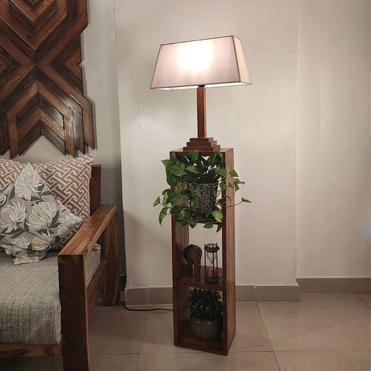 Floor Lamp, Floor Lamp with Brown & Beige Color, Floor Lamp in Wood, Floor Lamp for Living & Bedroom Area, Floor Lamp - IM14093