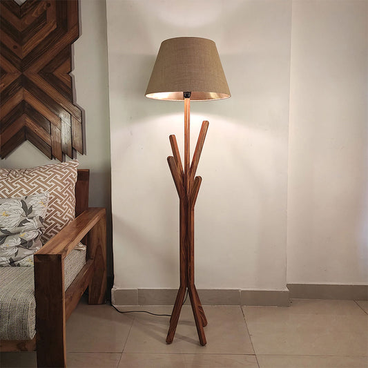 Floor Lamp, Floor Lamp with Brown & Beige Color, Floor Lamp in Wood, Floor Lamp for Living & Bedroom Area, Floor Lamp - IM14094