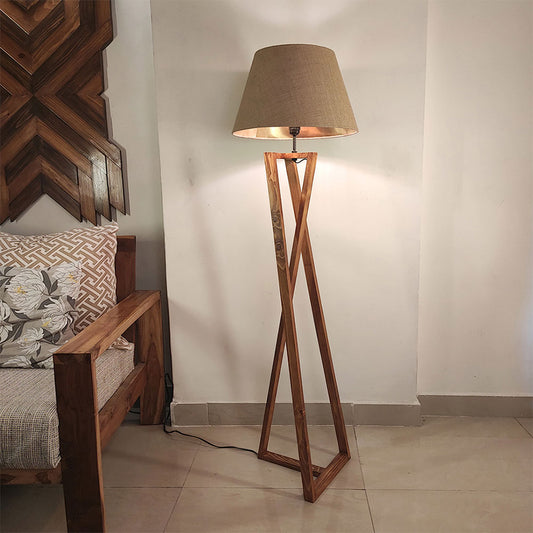 Floor Lamp, Floor Lamp with Brown & Beige Color, Floor Lamp in Wood, Floor Lamp for Living & Bedroom Area, Floor Lamp - IM14095