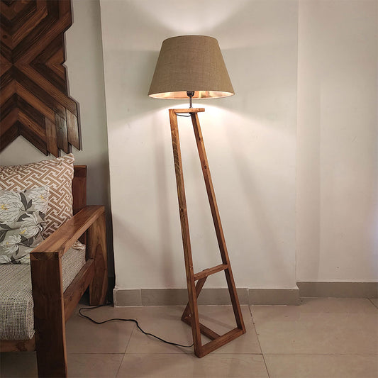 Floor Lamp, Floor Lamp with Brown & Beige Color, Floor Lamp in Wood, Floor Lamp for Living & Bedroom Area, Floor Lamp - IM14096