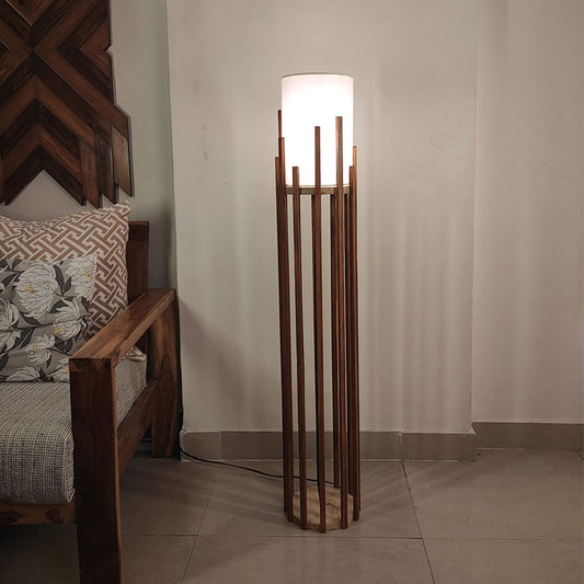 Floor Lamp, Floor Lamp with Brown & Beige Color, Floor Lamp in Wood, Floor Lamp for Living & Bedroom Area, Floor Lamp - IM14097