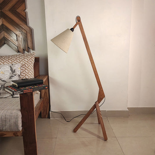 Floor Lamp, Floor Lamp with Brown & Beige Color, Floor Lamp in Wood, Floor Lamp for Living & Bedroom Area, Floor Lamp - IM14099