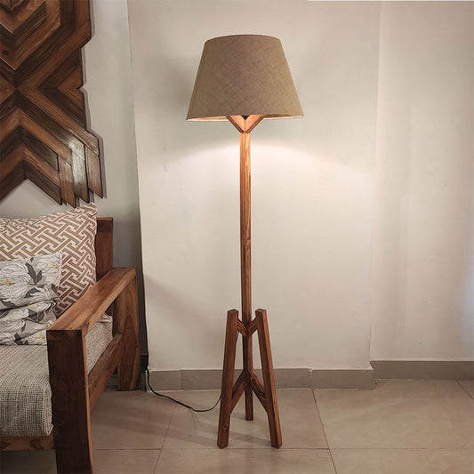 Floor Lamp, Floor Lamp with Brown & Beige Color, Floor Lamp in Wood, Floor Lamp for Living & Bedroom Area, Floor Lamp - IM14103