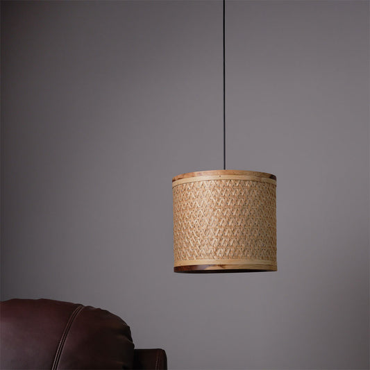 Hanging Lamp(KCHCL6), Brown Color Hanging Lamp, Bamboo Starnet Cylindrical Hanging Lamp Shade, Hanging Lamp - IM14164