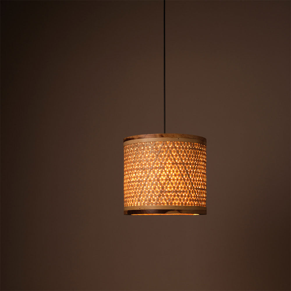 Hanging Lamp(KCHCL6), Brown Color Hanging Lamp, Bamboo Starnet Cylindrical Hanging Lamp Shade, Hanging Lamp - IM14164