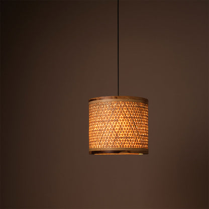 Hanging Lamp(KCHCL6), Brown Color Hanging Lamp, Bamboo Starnet Cylindrical Hanging Lamp Shade, Hanging Lamp - IM14164