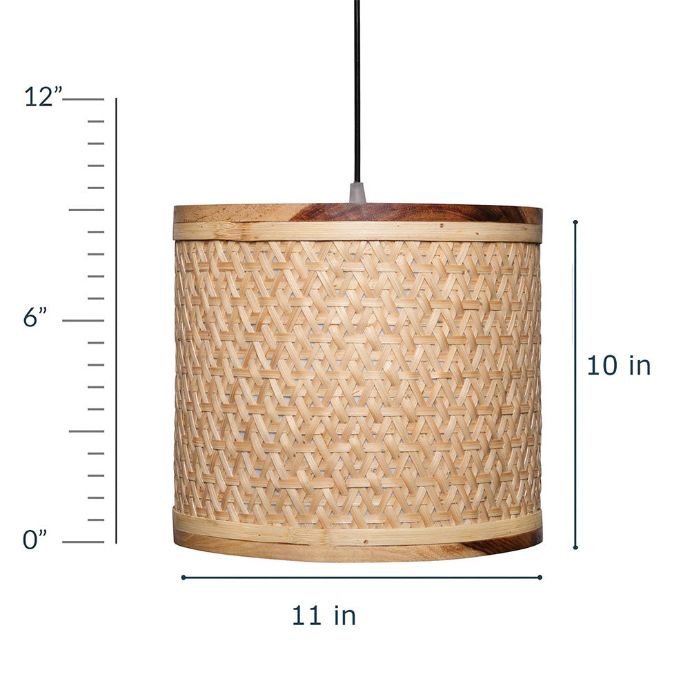 Hanging Lamp(KCHCL6), Brown Color Hanging Lamp, Bamboo Starnet Cylindrical Hanging Lamp Shade, Hanging Lamp - IM14164