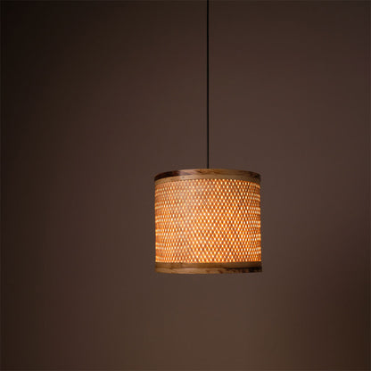 Hanging Lamp(KCHCL7), Brown Color Hanging Lamp, Bamboo Decorative Cylindrical Hanging Lamp, Hanging Lamp - IM14165